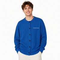 Cardigan tricoté sur mesure pour homme, motif brodé, coupe ample, style usine de pulls