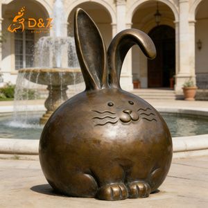 Statue de lapin gras en bronze D&Z Art Group, sculpture d'animal mignonne, décoration de jardin extérieur, ornement artistique, design personnalisé, décoration intérieure - Product Image 3