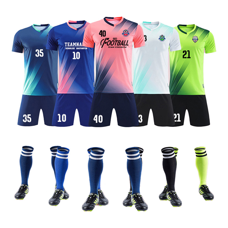 All'ingrosso kit di maglie da calcio stampate in bianco con Logo personalizzato da uomo set completi di uniformi della squadra di calcio