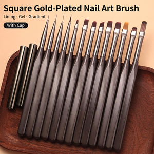 Ensemble de 13 pinceaux à ongles personnalisés avec logo, poils en nylon de plusieurs tailles, manche gaufré pour la peinture au gel - Product Image 1