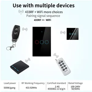 Sixwgh nhà máy thông minh Wifi & RF ánh sáng switch-ul chứng nhận cảm ứng bảng điều chỉnh, không có dây trung tính tuya Alexa/<span class=keywords><strong>Google</strong></span> nhà, 120 mét chúng tôi tiêu chuẩn - Product Image 3