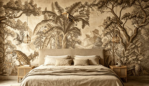<span class=keywords><strong>Carta</strong></span> <span class=keywords><strong>da</strong></span> <span class=keywords><strong>Parati</strong></span> in Lino Naturale Ecologica con Stampa Digitale Personalizzata, Design Retrò Giungla Tropicale per Decorazioni d'Interni - Product Image 2