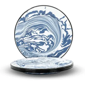 18cm 20cm 26cm OEM nordic bulk order enamelware manufacturer marble enamel carbon steel metal enameled iron plate