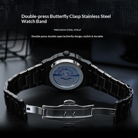 Montre à quartz Aili Feida pour homme, 43 mm, acier inoxydable, fond creux visible, lumineuse, épaisseur du boîtier 11 mm, étanche 30 m