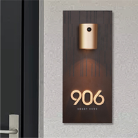 Plaque de porte lumineuse à capteur de charge magnétique LED, personnalisable, moderne, pour l'extérieur, numéro de maison pour hôtel, appartement, villa