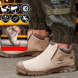 Mens Leather Work Safety Shoes with Steel Toe Welding Safety <strong>Boots</strong> Anti slip Anti Static Mens <strong>Wedge</strong> Work Washable Hiking <strong>Boots</strong> - Product Image 6