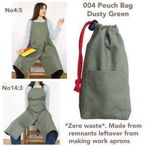Sac en toile de lin et coton vert avec logo personnalisé imprimé / Sac à cordon en toile - Product Image 5