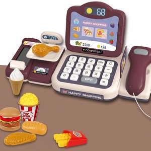 Ensemble de jeu pour restaurant de restauration rapide pour <span class=keywords><strong>enfants</strong></span> : mini-<span class=keywords><strong>caisse</strong></span> <span class=keywords><strong>enregistreuse</strong></span> avec jouets en forme de hamburger, frites, poulet et crème glacée - Product Image 3