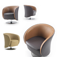 Fauteuil de loisirs moderne en bois courbé BIFMA, fauteuil d'appoint de luxe en tissu et cuir, fauteuil pivotant à 360° pour hall d'hôtel et bureau