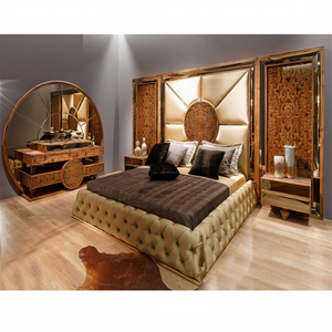 ชุดเตียงไม้สักขัดเงาสไตล์ยุโรปสมัยใหม่ระดับไฮเอนด์ ดีไซน์น้ำหนักเบา ขนาดปรับแต่งได้ เฟอร์นิเจอร์ห้องนอน - Product Image 1