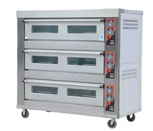 Easy to Use 3 deck 6 trays commercial kitchen gas oven bakery machine equipment baking oven bread cake deck oven