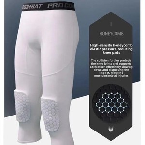 Pantalones Deportivos con Rodilleras de Panal de Abeja, Resistentes a Impactos, de Alta Elasticidad, para Hombre, para Fitness y Running, de Poliéster y Spandex - Product Image 2