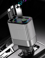 Chargeur de voiture universel à charge rapide 120W, 12/24V, câble rétractable 4-en-1, tension 5V/3.1A, compatible Bluetooth et MP3