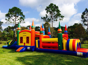 Carnival khổng lồ lâu đài bouncy đầy màu sắc PVC chướng ngại vật bơm hơi cho bữa tiệc sân sau bao gồm phụ kiện quạt gió vận chuyển bằng đường biển - Product Image 6