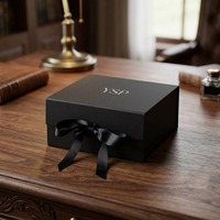 Boîte d'emballage personnalisée de marque haut de gamme avec fermeture magnétique noire, boîtes cadeaux rigides en papier de luxe avec ruban pour coffret cadeau de grande valeur