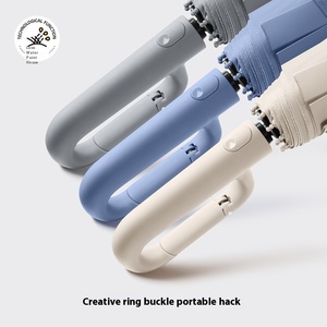 Parapluie automatique de cadeau d'affaires à trois volets de conception moderne Boucle d'anneau de logo personnalisé Publicité de gros de voyage portable - Product Image 2