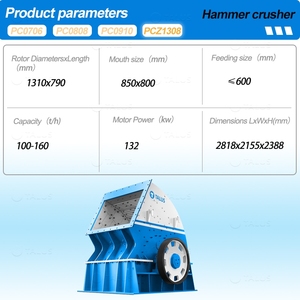 เครื่องบดแร่เกรดอุตสาหกรรม ขนาดใหญ่ รับน้ำหนักได้ 160 ตัน/ชม. พร้อมมอเตอร์ AC และตลับลูกปืน - Product Image 2