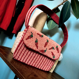 Bolso de Mano Textil Rectangular Lavable de Poliéster con Cuentas de Vidrio Bordadas a Mano para Uso Diario - Product Image 1