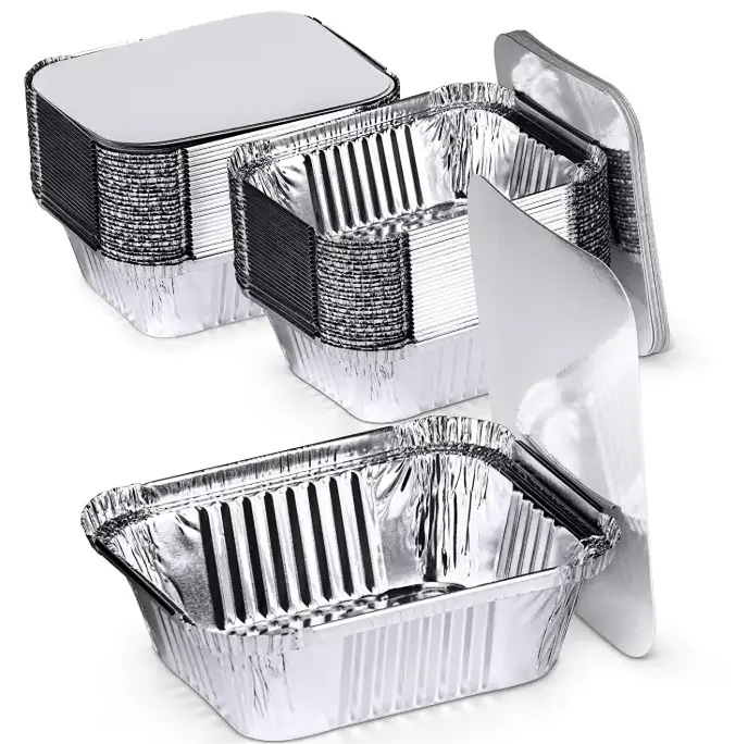 3500ML Disposable Rectangle Aluminum Foil Container Wrinkle Cupcake Tray Pan Bakery Cup Take Away Box