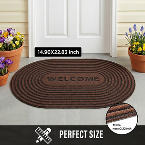 Tapis de porte anti-salissures robuste pour chaussures - <span class=keywords><strong>Grand</strong></span> tapis d'<span class=keywords><strong>entrée</strong></span> ovale, lavable, tapis ovale pour buanderie et <span class=keywords><strong>entrée</strong></span> - Product Image 4