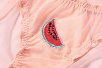 Sous-vêtements de bikini en maille transparente avec broderie de fruits en dentelle 2XL Lingerie transparente respirante avec volants