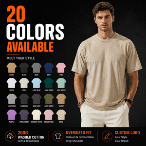 T-shirt décontracté pour homme, col rond, manches courtes, coupe classique, 200 grammes, 100 % coton, couleur unie, design vierge, beige - Product Image 2