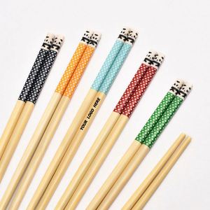 Ensemble de baguettes en bambou écologiques, vaisselle réutilisable imprimée colorée pour la salle à manger, cadeau promotionnel avec logo personnalisé - Product Image 1