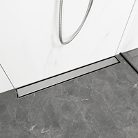 Drain de douche linéaire moderne en acier inoxydable 304 poli satiné avec grille amovible et filtre anti-cheveux pour la rénovation des salles de bain d'hôtel