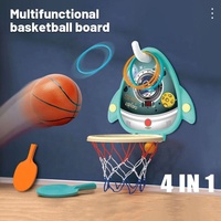 Samtoy 4 en 1 : Jeu de lancer d'anneaux, machine de tir de basket-ball, support de basket-ball pour enfants, pour l'intérieur et l'extérieur