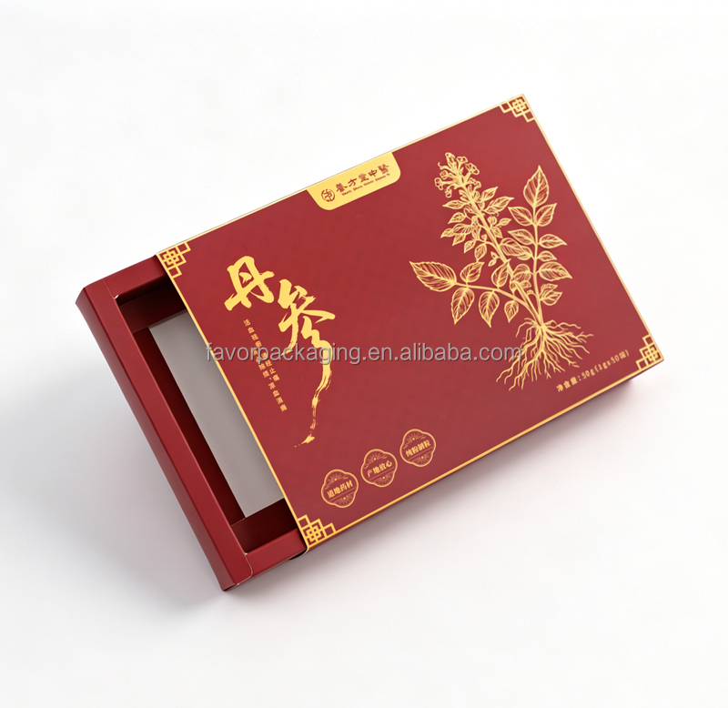 FAVORCRAFTS Custom Logo Printing Wholesale Rectangle Foldable Red Slide Packaging Paper Card Boxes