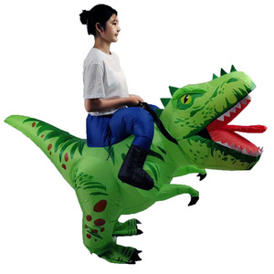 Mới màu xanh lá cây dành cho người lớn trẻ em cưỡi khủng long phù hợp với Inflatable hài hước động vật gắn kết Prop spitty-headed Tyrannosaurus Rex - Product Image 5