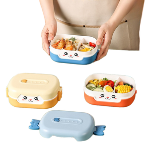 Lonchera de PP de Grado Alimenticio, Apta para Microondas, de 1-3L, con Diseño Personalizado, Linda, de Dibujos Animados, Portátil, para Viajes, Escuela, Niños, con 2 Compartimentos y Sellado - Product Image 3