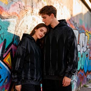 Sudadera con capucha unisex de algodón 100% de felpa, estilo retro, lavada, oversize, con bordado y apliques, de gran gramaje y efecto desgastado, éxito de ventas 2026 - Product Image 3