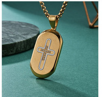 Zircone Incrustation Double Croix Carré Pendentif 18k Plaqué Or En Acier Inoxydable Boîte Chaîne Collier Chandail Chaîne Hommes Couple Bijoux