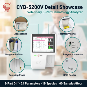 Analizador Hematológico Veterinario de 3 Partes, <span class=keywords><strong>24</strong></span> Parámetros, Contador de Células Sanguíneas CBC para 19 Especies (Perros, Gatos, Caballos), 60 Muestras/Hora - Product Image 4