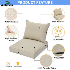 أريكة خارجية مربعة من قماش البوليستر فائقة الجودة طقم وسادة مقعد عميقة متينة مقاومة للماء مع وسادة مسند للظهر - Product Image 3