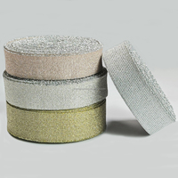 Bande élastique en nylon jacquard chevrons or et argent de 1,3 cm, accessoire haut de gamme à fil brillant pour robes de mariée, boîte cadeau colorée
