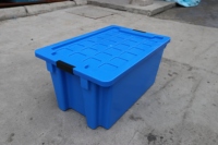 Boîte de rangement pour poissons JOIN en plastique bleu avec couvercle, empilable, emboîtable, en PP vierge, réutilisable