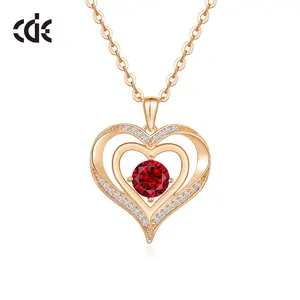 Love Heart Jewelry gemstone gold plated necklace heart design