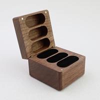 Boîte à bagues triple compartiment en noyer pour ensemble de mariée, boîte porte-alliances pour cérémonie de mariage, demande en mariage ou coffret d'emballage pour ensembles de bagues de fiançailles