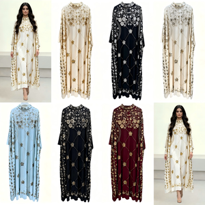 Kaftan de soirée de luxe style Dubaï en or <span class=keywords><strong>blanc</strong></span> perlé, robe longue musulmane modeste faite à la main pour <span class=keywords><strong>femme</strong></span>, pour l'Aïd, <span class=keywords><strong>mariage</strong></span>, Moyen-Orient, ODM - Product Image 2