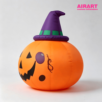 Citrouille gonflable publicitaire d'Halloween avec chapeau de sorcier pour la décoration de jardin, statue de citrouille gonflable pour idées de fêtes en plein air