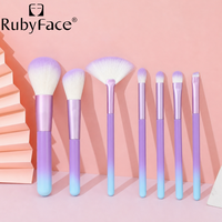 Ensemble de 7 pinceaux de maquillage professionnels avec manche dégradé ombré, pinceaux pour poudre, blush, contour, illuminateur, éventail et fard à paupières