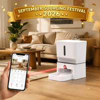 Distributeur automatique intelligent 7L pour animaux de compagnie avec caméra HD, rotation PTZ, jouet laser pour chat, audio bidirectionnel, double alimentation pour chats (utilisation intérieure/voyage)