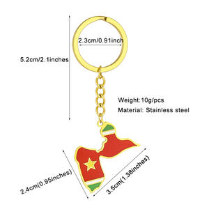 Porte-clés avec breloque drapeau de la <span class=keywords><strong>Guadeloupe</strong></span> émaillé par le fabricant, en acier inoxydable plaqué or 18 carats, pendentif carte de la <span class=keywords><strong>Guadeloupe</strong></span> en émail - Product Image 2