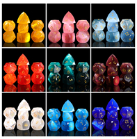Lot de 7 dés de jeu de rôle DND en pierres précieuses multiformes, faits à la main, œil de chat bleu, D6 D20 D10 D12 pour Dungeons and Dragons RPG