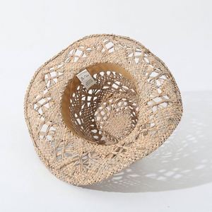 Handmade Malan Grass Straw Cowboy <b>Hat</b> New Design Outdoor Sun <b>Hat</b> Hollow Out Indian Aster Straw <b>Hat</b> - Product Image 4
