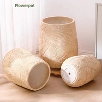 Populaire rond ciment balcon Imagination millénaire bois feuille Texture Pot de fleur maison et jardin décoratif Pot de plante