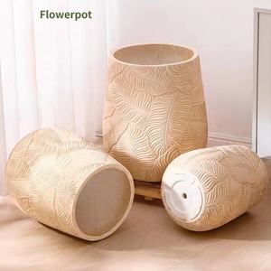 Populaire rond ciment balcon Imagination <span class=keywords><strong>millénaire</strong></span> bois feuille Texture Pot de fleur maison et jardin décoratif Pot de plante - Product Image 3