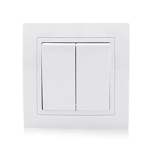 Fireproof PC Panel Euro 10A 250V 2 Gang Wall Switch Russia Germany French Electrical Power Light Switch